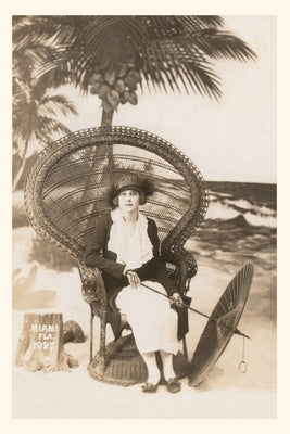 Vintage Journal Woman Sitting on Chair at the Beach, Miami, Florida by Found Image Press