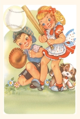 Vintage Journal Little Children Playing Baseball by Found Image Press