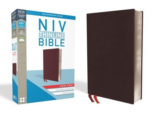 NIV, Thinline Bible, Large Print, Bonded Leather, Burgundy, Indexed, Red Letter Edition by Zondervan