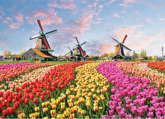 Windmills and Tulips 1000 Piece Jigsaw Puzzle by 