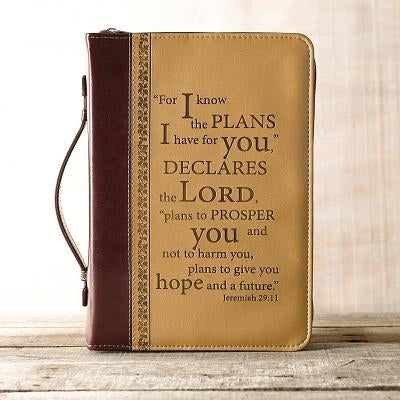 I Know the Plans Two-Tone Bible Cover in Tan (Medium) by Christian Art Gifts