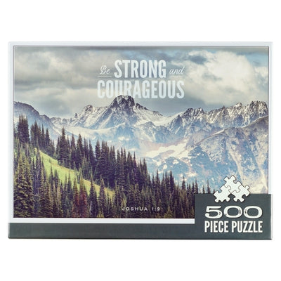 Scenic Mountain Strong and Courageous Joshua 1:9 Bible Verse 500 Piece Jigsaw Puzzle for Adults Indoor Family Activity by Christian Art Gifts