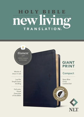 NLT Compact Giant Print Bible, Filament Enabled Edition (Red Letter, Leatherlike, Navy Blue Cross, Indexed) by Tyndale