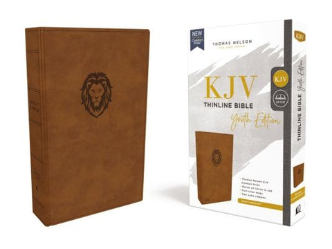 Kjv, Thinline Bible Youth Edition, Leathersoft, Brown, Red Letter Edition, Comfort Print by Thomas Nelson