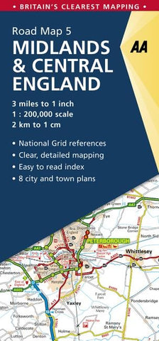 Midlands & Central England Road Map: Midlands & Central England 5. by AA Publishing