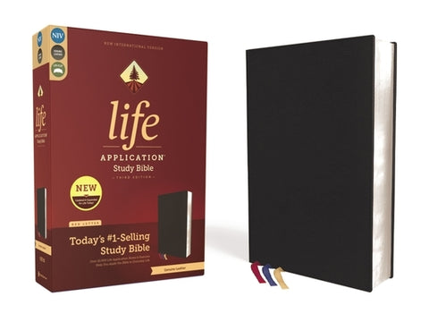 Niv, Life Application Study Bible, Third Edition, Genuine Leather, Cowhide, Black, Art Gilded Edges, Red Letter by Zondervan