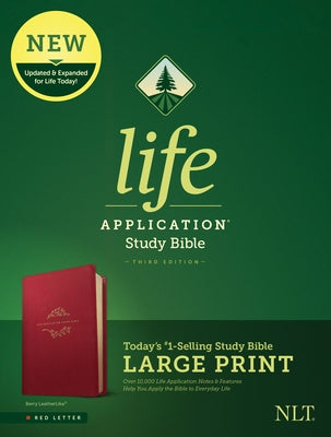 NLT Life Application Study Bible, Third Edition, Large Print (Red Letter, Leatherlike, Berry) by Tyndale