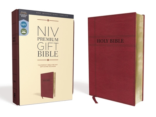 Niv, Premium Gift Bible, Leathersoft, Burgundy, Red Letter Edition, Comfort Print by Zondervan