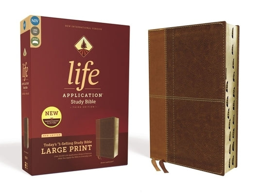 Niv, Life Application Study Bible, Third Edition, Large Print, Leathersoft, Brown, Indexed, Red Letter Edition by Zondervan