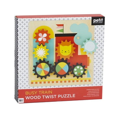 Busy Trains Wooden Twist Puzzle by Petit Collage