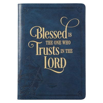 Christian Art Gifts Classic Journal Blessed Is the One Who Trusts Jer. 17:7 Inspirational Scripture Notebook, Ribbon Marker, Blue Faux Leather Flexcov by Christian Art Gifts