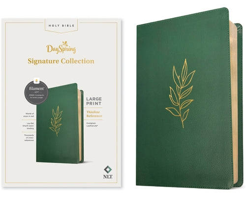 NLT Large Print Thinline Reference Bible, Filament Enabled Edition (Red Letter, Leatherlike, Evergreen): Dayspring Signature Collection by Tyndale