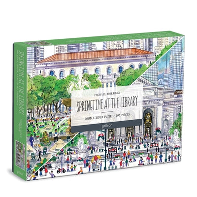Michael Storrings Springtime at the Library 500 Piece Double-Sided Puzzle by Galison