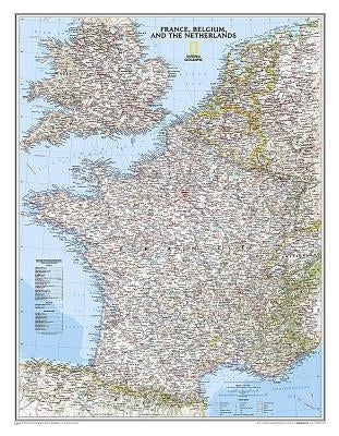 National Geographic France, Belgium, and the Netherlands Wall Map - Classic - Laminated (23.5 X 30.25 In) by National Geographic Maps