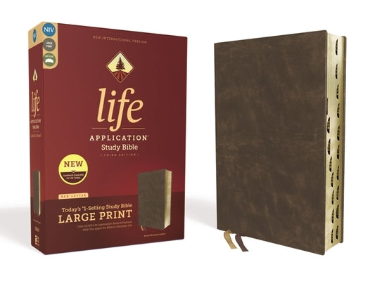 Niv, Life Application Study Bible, Third Edition, Large Print, Bonded Leather, Brown, Indexed, Red Letter Edition by Zondervan