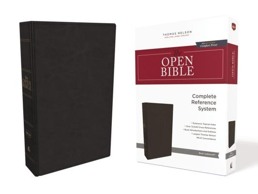 The NKJV, Open Bible, Imitation Leather, Black, Red Letter Edition, Comfort Print: Complete Reference System by Thomas Nelson