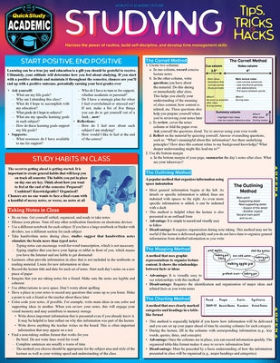 Studying Tips, Tricks & Hacks: Quickstudy Laminated Reference Guide to Grade Boosting Techniques by Barcharts Inc