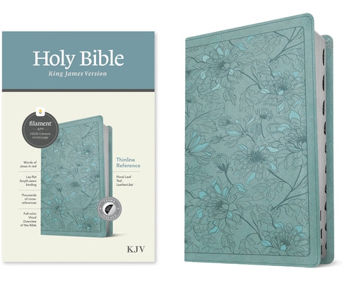 KJV Thinline Reference Bible, Filament Enabled Edition (Red Letter, Leatherlike, Floral Leaf Teal, Indexed) by Tyndale