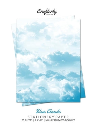 Blue Clouds Stationery Paper: Aesthetic Letter Writing Paper for Home, Office, Letterhead Design, 25 Sheets by Crafterly Paperie