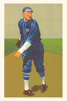 Vintage Journal Baseball Player in Blue Uniform by Found Image Press