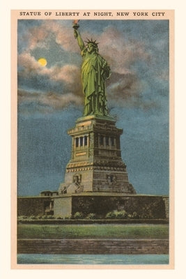 Vintage Journal Moon over Statue of Liberty, New York City by Found Image Press