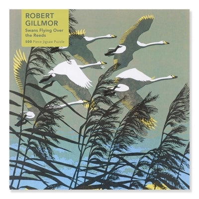 Adult Jigsaw Puzzle Robert Gillmor: Swans Flying Over the Reeds (500 Pieces): 500-Piece Jigsaw Puzzles by Flame Tree Studio