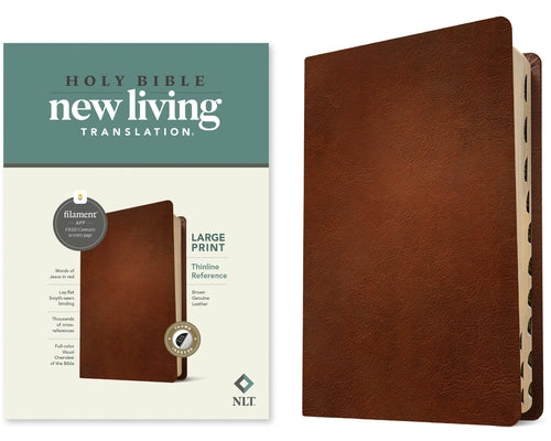 NLT Large Print Thinline Reference Bible, Filament Enabled Edition (Red Letter, Genuine Leather, Brown, Indexed) by Tyndale