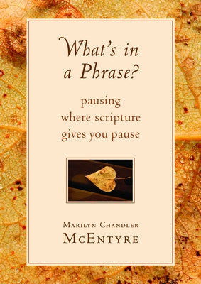 What's in a Phrase?: Pausing Where Scripture Gives You Pause by McEntyre, Marilyn