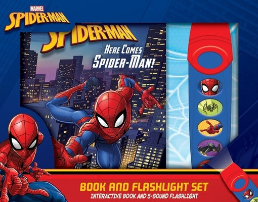 Marvel Spider-Man: Here Comes Spider-Man! Book and 5-Sound Flashlight Set: Book and Flashlight Set [With Flashlight] by Pi Kids