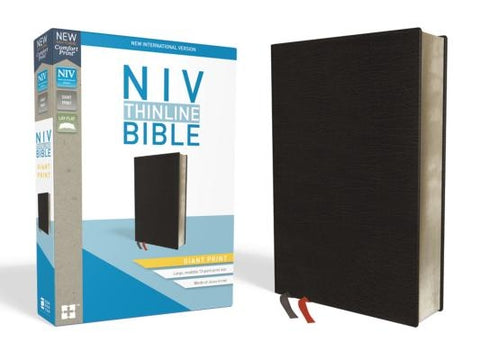 NIV, Thinline Bible, Giant Print, Bonded Leather, Black, Indexed, Red Letter Edition by Zondervan