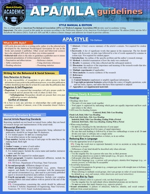 Apa/MLA Guidelines - 7th/9th Editions Style Reference for Writing: A Quickstudy Laminated Guide by McNamee, Kaitlyn