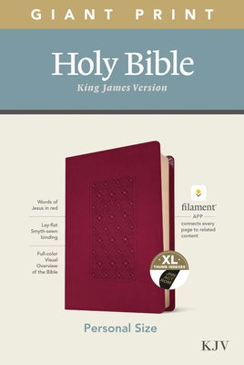 KJV Personal Size Giant Print Bible, Filament Enabled Edition (Leatherlike, Diamond Frame Cranberry, Indexed) by Tyndale