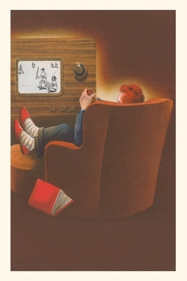 Vintage Journal Man in Slippers Watching TV Baseball by Found Image Press