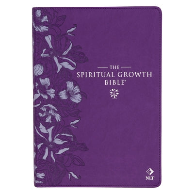 The Spiritual Growth Bible, Study Bible, NLT - New Living Translation Holy Bible, Faux Leather, Purple Debossed Floral by Christianart Gifts