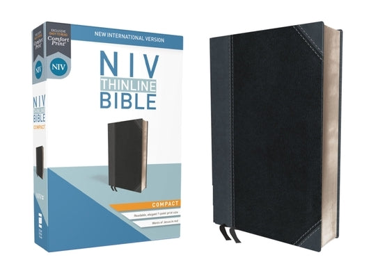 NIV, Thinline Bible, Compact, Imitation Leather, Black/Gray, Red Letter Edition by Zondervan