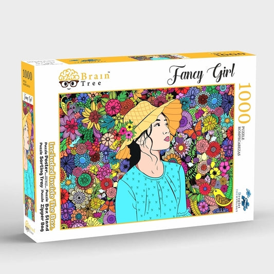 Brain Tree - Fancy Girl 1000 Piece Puzzle for Adults: With Droplet Technology for Anti Glare & Soft Touch by Brain Tree Games LLC