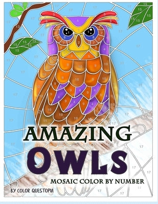 Amazing Owls Mosaic Color by Number: Adult Coloring Book For Stress Relief and Relaxation by Color Questopia