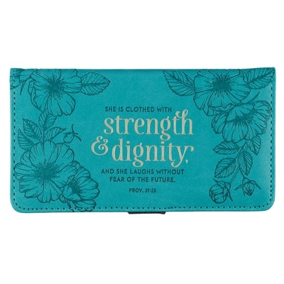 Checkbook Cover Strength & Dignity Teal Proverbs 31:25 by 