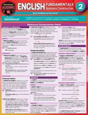 English Fundamentals 2 - Sentence Construction: A Quickstudy Language Arts Laminated Reference Guide by Berg Scherer, Rachel