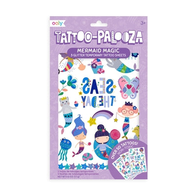 Tattoo Palooza Temporary Glitter Tattoo: Mermaid Magic - 3 Sheets by Ooly