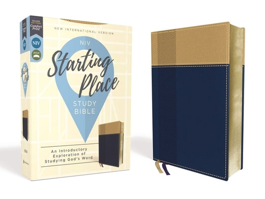 Niv, Starting Place Study Bible, Leathersoft, Blue/Tan, Comfort Print: An Introductory Exploration of Studying God's Word by Zondervan