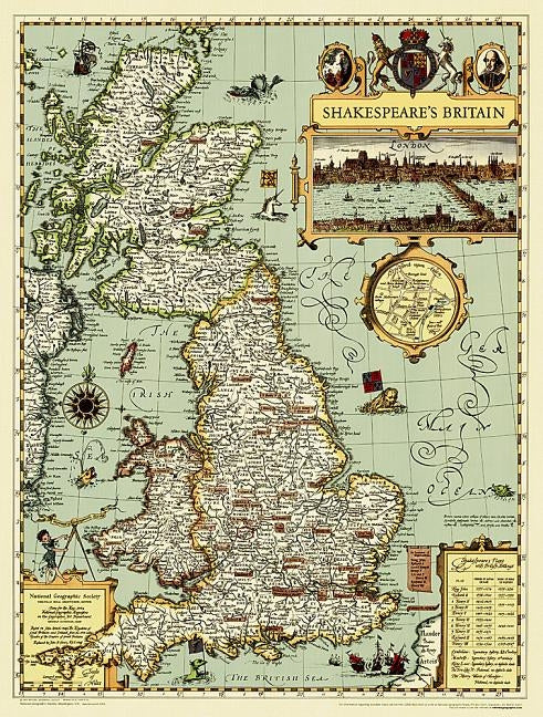 National Geographic Shakespeare's Britain Wall Map (19.25 X 25.5 In) by National Geographic Maps