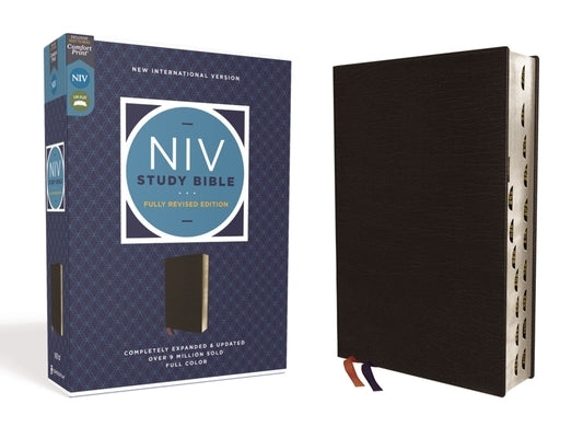 NIV Study Bible, Fully Revised Edition, Bonded Leather, Black, Red Letter, Thumb Indexed, Comfort Print by Barker, Kenneth L.