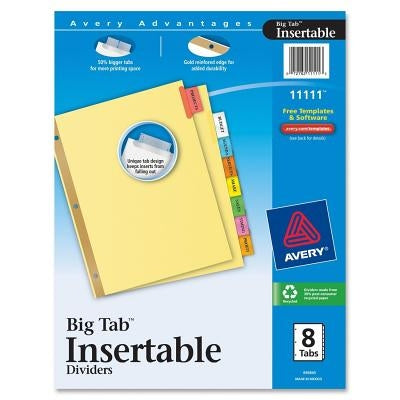 Avery Big Tab Insertable Paper Dividers, 8-Tab, Multicolor (11111) by Avery