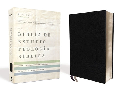 NVI Biblia de Estudio, Teología Bíblica, Piel Reciclada, Negro, Interior a Cuatro Colores: Sigue El Plan Redentor de Dios Como Se Desenlaza En Las Esc by Carson, D. A.