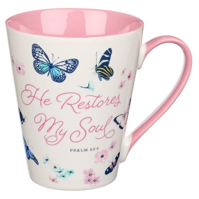 Mug Ceramic He Restores My Soul Psalm 23 by 