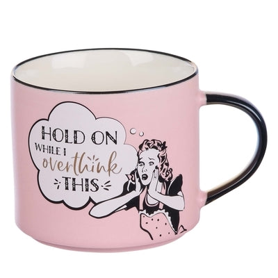 Bless Your Soul Novelty Mug, Hold on Overthink This, Microwave/Dishwasher Safe 18oz, Pink Ceramic by Christian Art Gifts