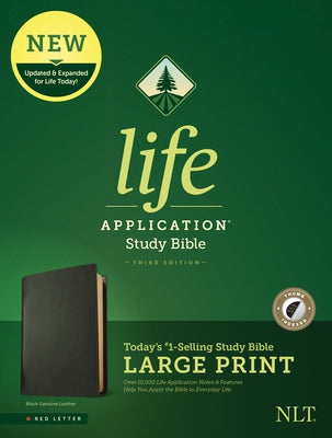 NLT Life Application Study Bible, Third Edition, Large Print (Red Letter, Genuine Leather, Black, Indexed) by Tyndale