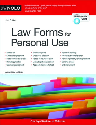 Law Forms for Personal Use by Nolo, The Editors of Nolo