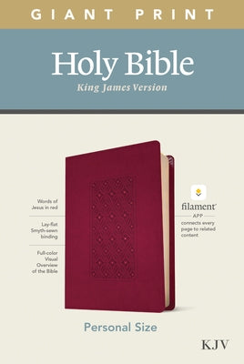 KJV Personal Size Giant Print Bible, Filament Enabled Edition (Leatherlike, Diamond Frame Cranberry) by Tyndale